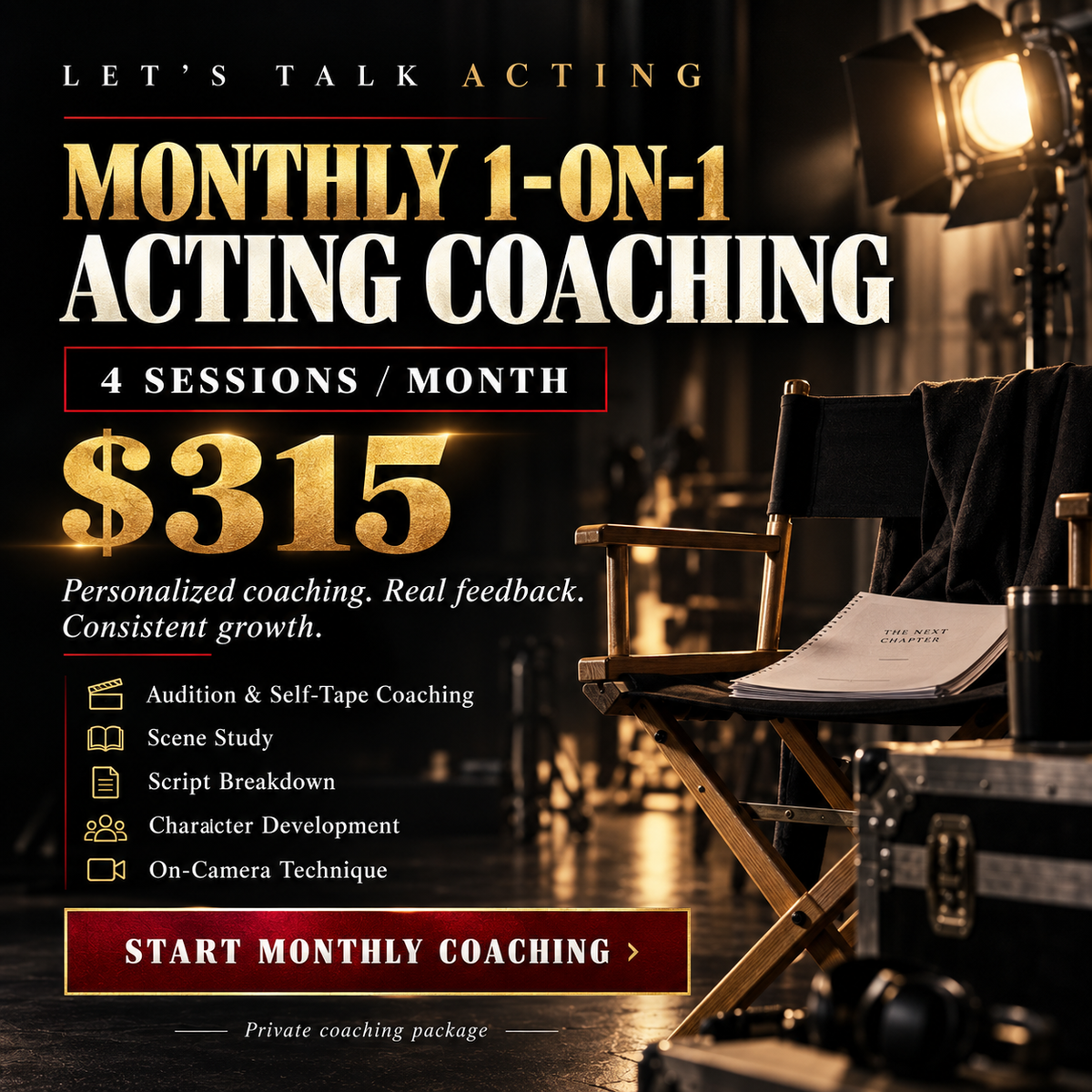 Monthly 1-on-1 Acting Coaching